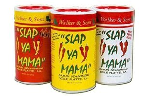 walker & sons slap ya mama cajun seasoning bundle - 3 items (original, hot and white pepper blend) by slap ya mama