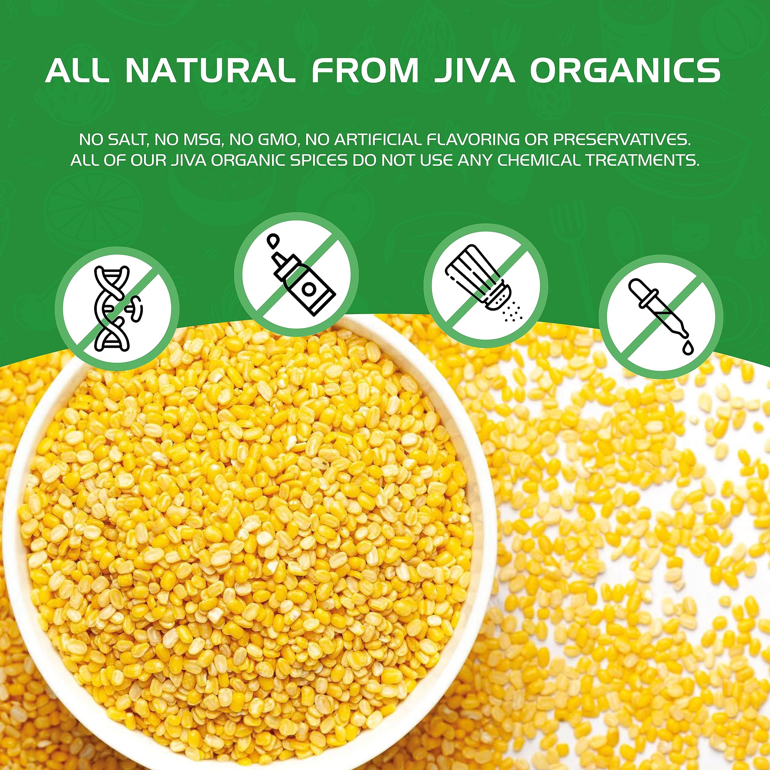 Jiva Organic Yellow Moong Dal 2 Pound - Non-GMO - Great for Kitchari - Split Mung Beans Washed