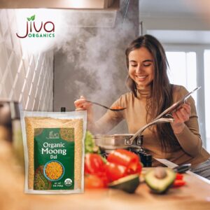 Jiva Organic Yellow Moong Dal 2 Pound - Non-GMO - Great for Kitchari - Split Mung Beans Washed