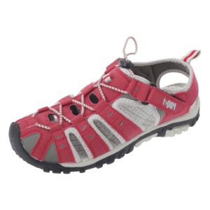 pdq womens/ladies toggle & touch fastening sports sandals (9 us) (black/pink)