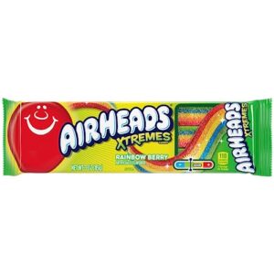 Airheads Xtremes Belts, Rainbow Berry Flavor, Sweetly Sour Candy, Non Melting, Bulk Movie Theater and Party Bag, 3 Ounce (Pack of 12)