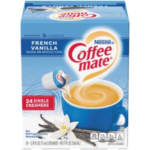 nestle coffee mate coffee creamer liquid singles, french vanilla, 24 count (pack of 4)