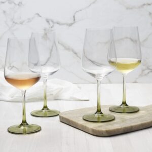 Mikasa Gianna Ombre Set of 4 White Wine Glasses, 15.25-Ounce, Sage