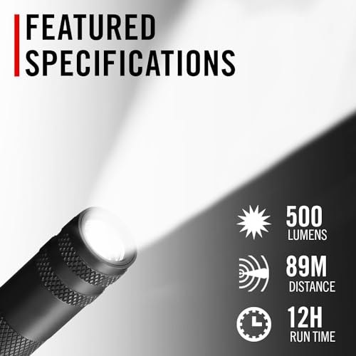 COAST HP3R 500 Lumen Rechargeable LED Penlight with TWIST FOCUS, Black