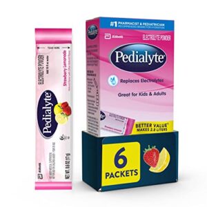 pedialyte electrolyte powder strawberry lemonade, 6 ct