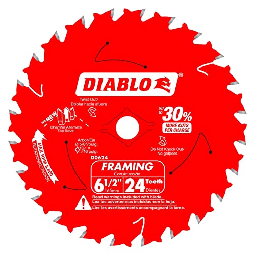 Freud D0624A Diablo 6-1/2-inch 24T ATB Perma-Shield Framing Saw Blades, 2-Pack