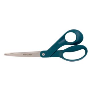 Fiskars Scissors, Stainless Steel Scissors All Purpose, 8 Inch, Adriatic Blue