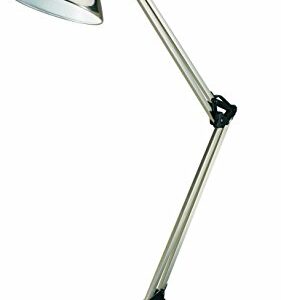 V LIGHT Architectural Swing Arm Desk Lamp, Clamp lamp with LED bulb, Work Light for Any Space, Brushed Nickel Finish 7.5 x 5.5 x 33