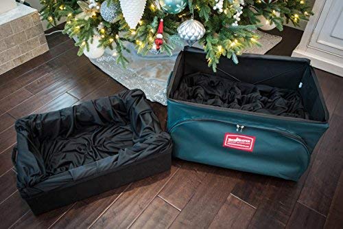 Deluxe Christmas Ornament Storage Box - Holds 48 Ornaments up to 6 Inches Tall by Any Width/Length, 2 Removable Trays with Moving Dividers