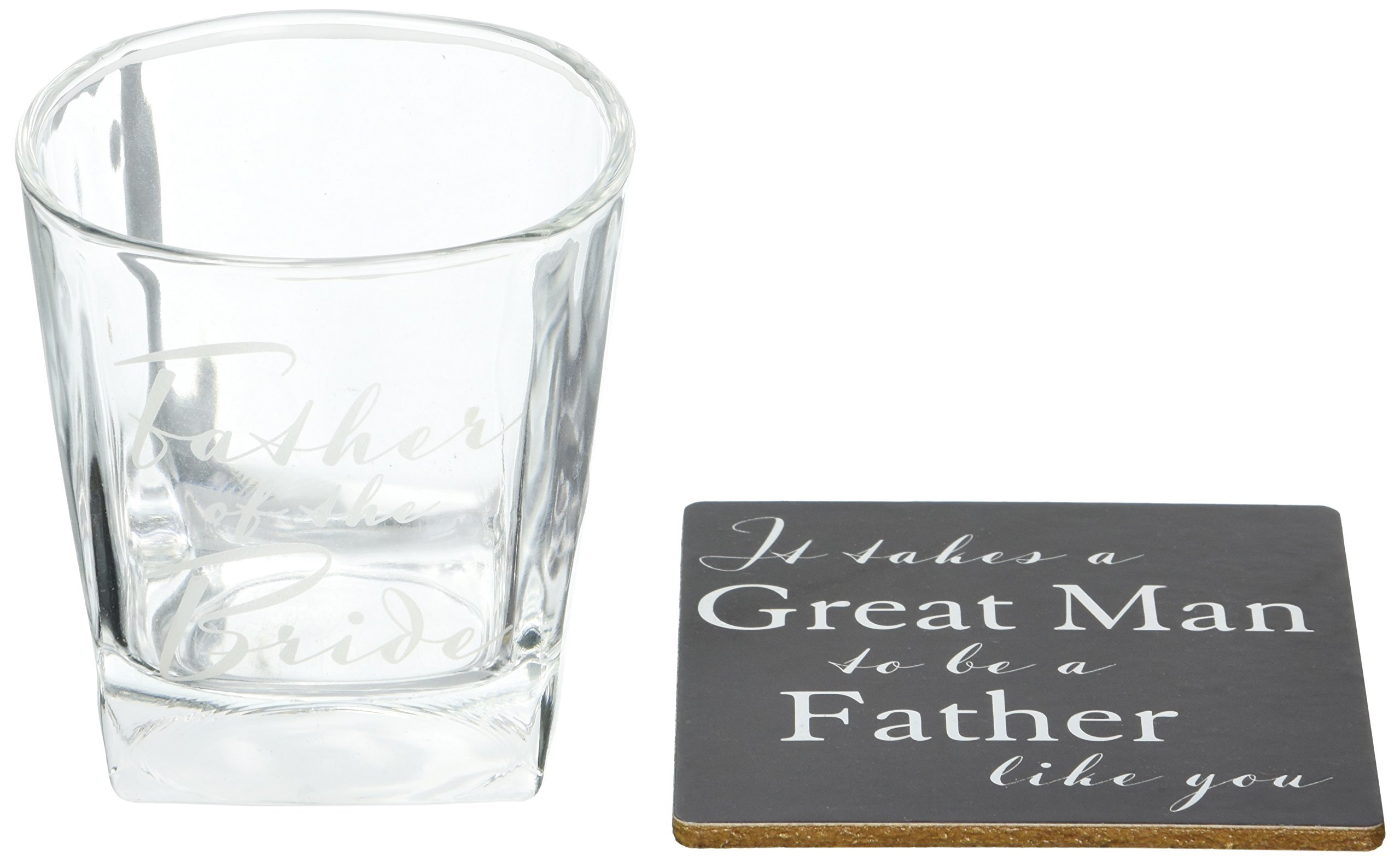 UniqueChic Amore by Juliana Whisky Glass & Coaster Father of The Bride Wedding Gift