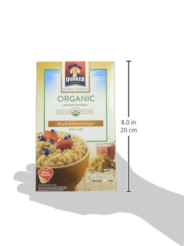 Quaker Organic Instant Oatmeal, Maple & Brown Sugar, Breakfast Cereal, 8 Packets
