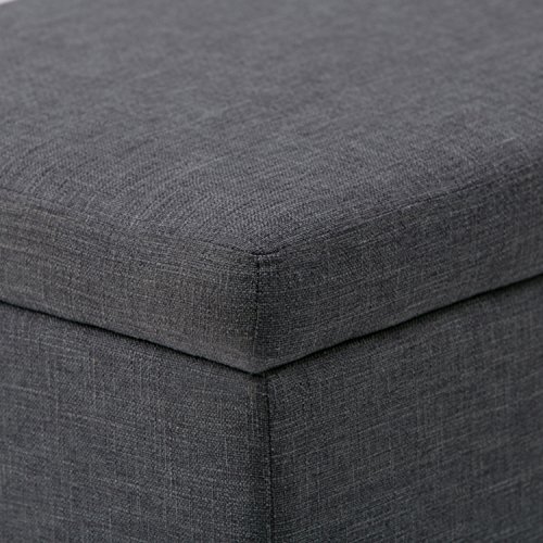 SIMPLIHOME Avalon 48 Inch Wide Rectangle Lift Top Storage Ottoman Bench in Upholstered Slate Grey Linen Look Fabric with Large Storage Space, For the Living Room, Entryway, Bedroom, Contemporary