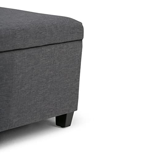 SIMPLIHOME Avalon 48 Inch Wide Rectangle Lift Top Storage Ottoman Bench in Upholstered Slate Grey Linen Look Fabric with Large Storage Space, For the Living Room, Entryway, Bedroom, Contemporary