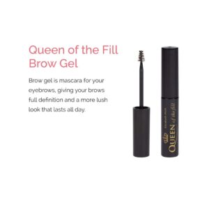 Elizabeth Mott Eyebrow Gel Makeup - Queen of the Fill Brow Tint and Filler - Brush to Fill in Eyebrows and Cover Gray Hairs, Water resistant, Long Lasting - Cruelty Free, Light Medium Brown, 4g