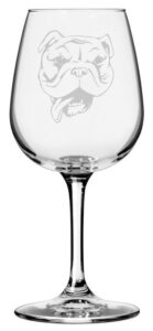 bulldog dog themed etched 12.75oz wine glass