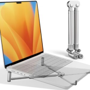 Steklo Laptop Riser - Premium Cooling Stand, Portable Laptop Stand for 12-17.3" Compatible with All Laptops MacBook Pro Air, Ideal Travel Ergonomic Compact Aluminum Adjustable, Foldable Laptop Stand