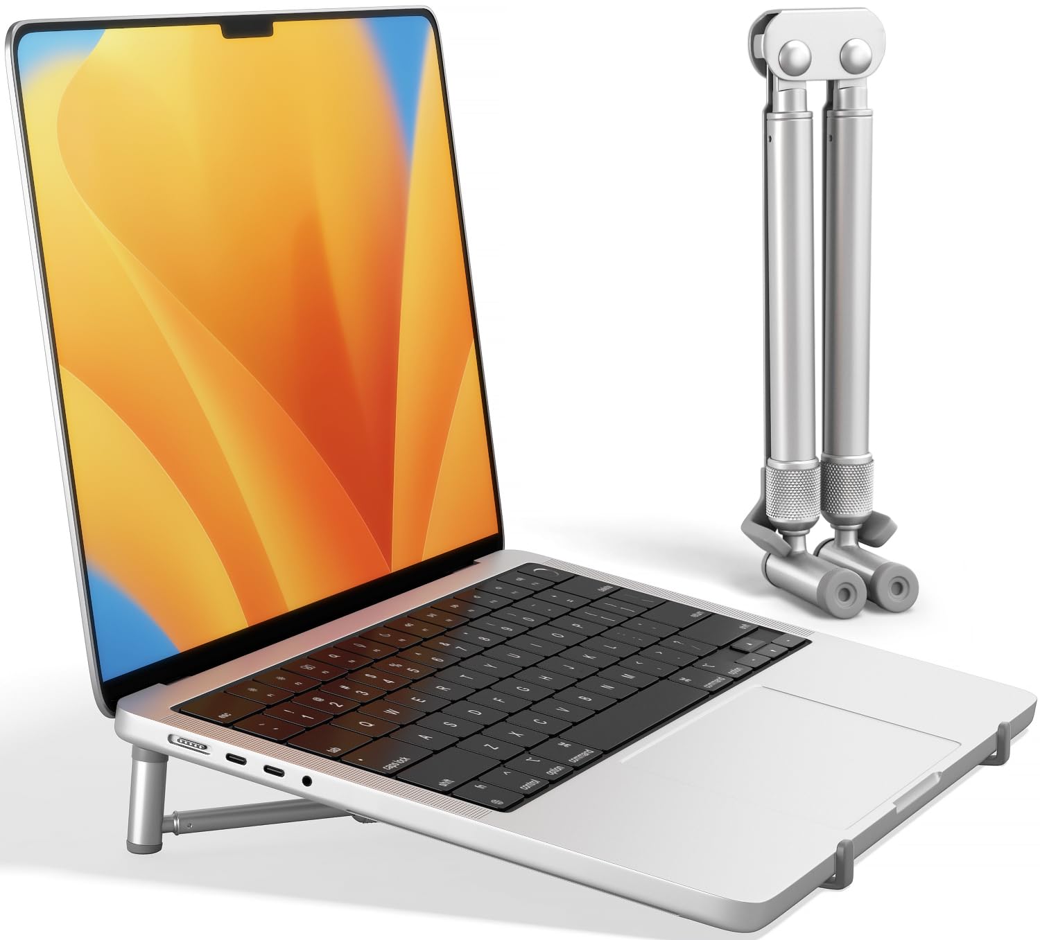 Steklo Laptop Riser - Premium Cooling Stand, Portable Laptop Stand for 12-17.3" Compatible with All Laptops MacBook Pro Air, Ideal Travel Ergonomic Compact Aluminum Adjustable, Foldable Laptop Stand