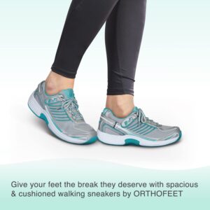 Orthofeet Women's Orthopedic Turquoise Verve Tie-Less Sneakers, Size 6 Wide