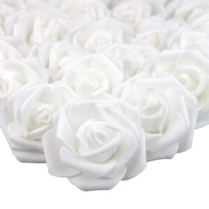 lightingsky 100pcs 3 x 1.6 x 3 inches diy real touch 3d artificial foam rose head without stem for wedding party home decoration (100pcs, white-100pcs)