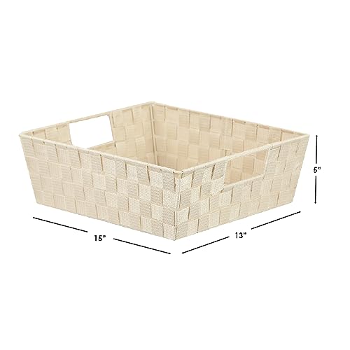 Home Basics PB49147 Non-Woven Strap Bin, Large, Ivory