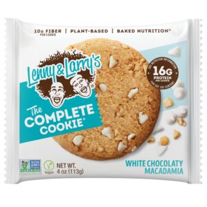 Lenny & Larry's The Complete Cookie, White Chocolaty Macadamia, Soft Baked, 16g Plant Protein, Vegan, Non-GMO, 4 Ounce Cookie (Pack of 12)