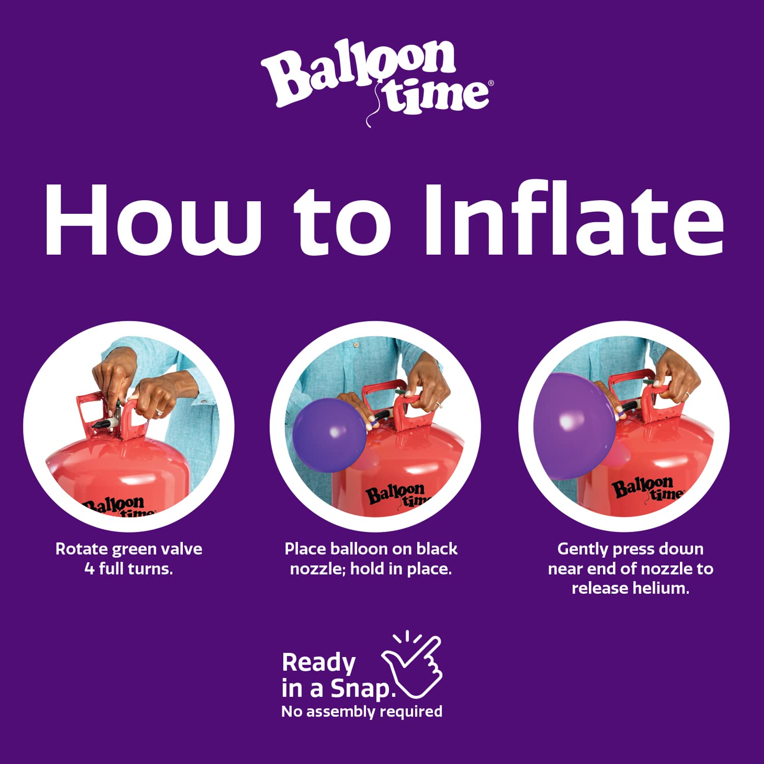 Balloon Time Helium Tank - Graduation, Birthdays, Weddings, and More - Float Time 5-7 Hours Includes Latex Balloons in Box