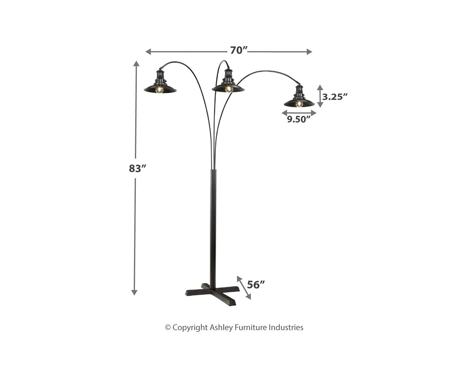 Signature Design by Ashley Sheriel Industrial Metal Arc Lamp with Adjustable Neck, Black