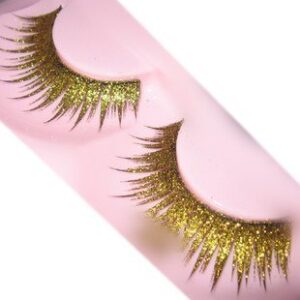 goege shiny long and thick exaggerated false eyelashes extension for women girls cosplay fancy ball halloween (gold)