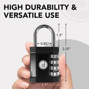 Padlock 4 Digit Combination Lock - for Gym School Locker, Outdoor Gate, Shed, Fence, and Storage, Combo Lock - Locker Lock- Weatherproof Metal - Keyless, Easy to Set, Resettable - Black