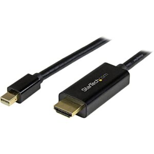startech.com 6ft mini displayport to hdmi cable - 4k 30hz monitor adapter cable - mdp pc or macbook to hdmi display (mdp2hdmm2mb) black