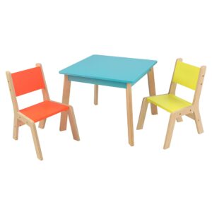 kidkraft highlighter children's modern table and chair set - bright colored wooden kid's furniture, gift for ages 3-8