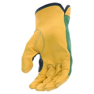 John Deere JD00008-XL Men's Top Grain Deerskin Leather Driver Gloves, Abrasion Resistant, Tan, Water Resistant, Green, X-Large