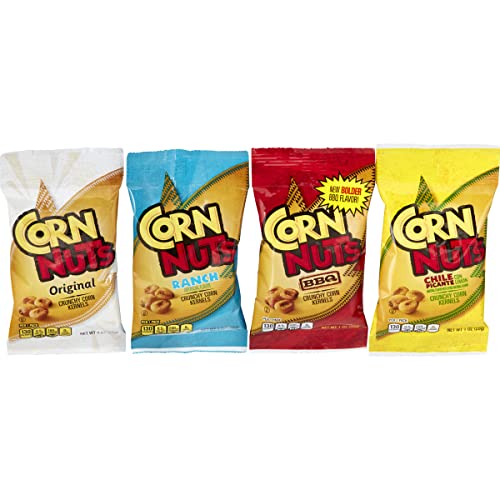 CORN NUTS Crunchy Corn Kernels Variety Pack (Original, Ranch, BBQ, Chile Picante con Limon), 1 oz Bag (Pack of 12)