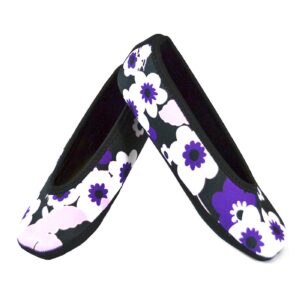 nufoot women's ballet flat, purple flowers