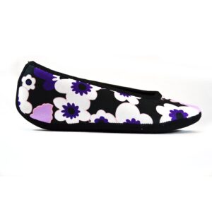 Nufoot Women's Ballet Flat, Purple Flowers