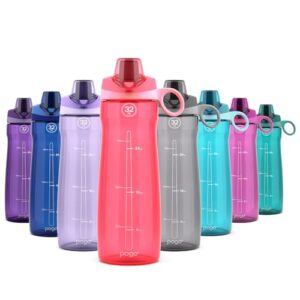 pogo bpa-free tritan plastic water bottle with chug lid, 32 oz, pink.