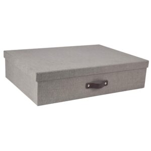 bigso box of sweden small storage box with 12 compartments and leather handle - fabric storage organiser for shelves or drawers - drawer organiser for underwear, socks, jewellery, etc. - grey