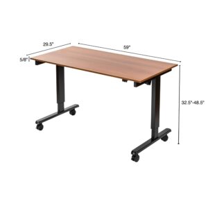 Stand Up Desk Store Electric Adjustable Height Standing Desk with Programmable Memory (Black Frame/Teak Top, 60" Wide)