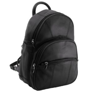 leather backpack purse mid size & convertible into single strap sling bag or backpack wearing multiple organizer pockets black