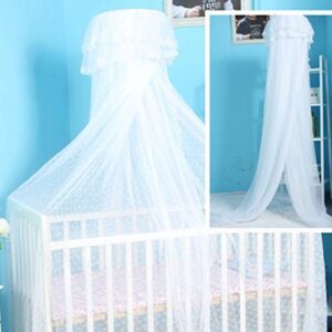 Cdycam Baby Infant Toddler Bed Dome Cots Mosquito Netting Hanging Bed Net Mosquito Bar Frame Palace-Style Crib Bedding Set (White Mosquito Netting Only, Without Stand)