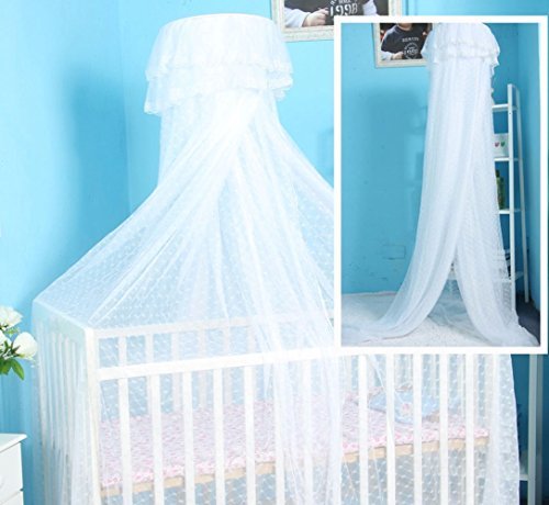 Cdycam Baby Infant Toddler Bed Dome Cots Mosquito Netting Hanging Bed Net Mosquito Bar Frame Palace-Style Crib Bedding Set (White Mosquito Netting Only, Without Stand)