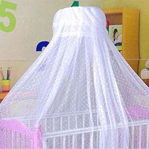 Cdycam Baby Infant Toddler Bed Dome Cots Mosquito Netting Hanging Bed Net Mosquito Bar Frame Palace-Style Crib Bedding Set (White Mosquito Netting Only, Without Stand)