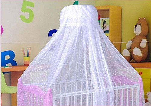 Cdycam Baby Infant Toddler Bed Dome Cots Mosquito Netting Hanging Bed Net Mosquito Bar Frame Palace-Style Crib Bedding Set (White Mosquito Netting Only, Without Stand)