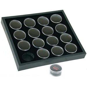16 gem jars black foam display stackable showcase tray