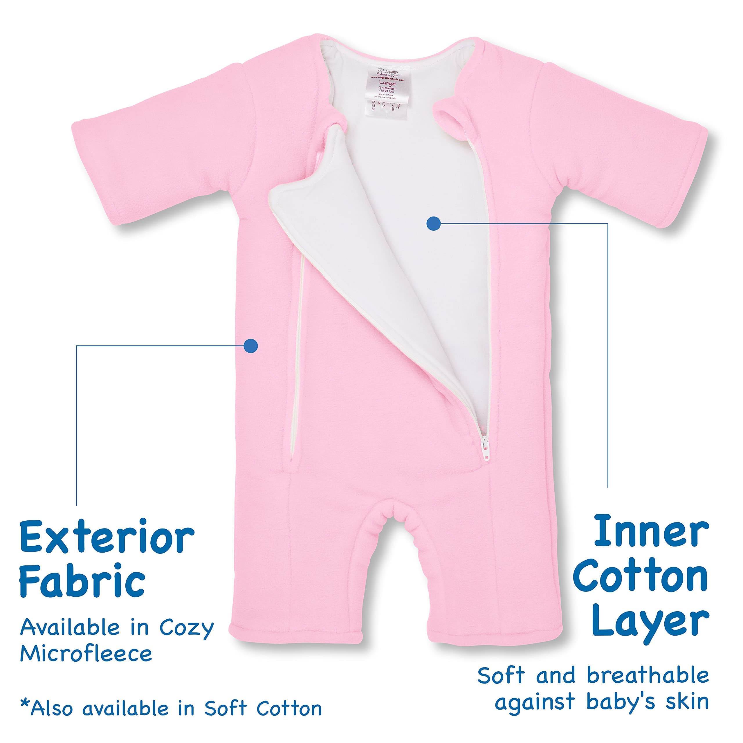 Baby Merlin's Magic Sleepsuit - Microfleece Baby Transition Swaddle - Baby Sleep Suit - Pink - 3-6 Months