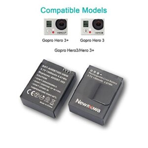Newmowa AHDBT-302 1300mAh Replacement Battery (2-Pack) and Rapid 3-Channel Charger for GoPro Hero 3, GoPro Hero 3+, AHDBT-301, AHDBT-302