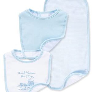 Little Me Baby Boy Newborn Bib and Burp set, Blue/Multi, One Size