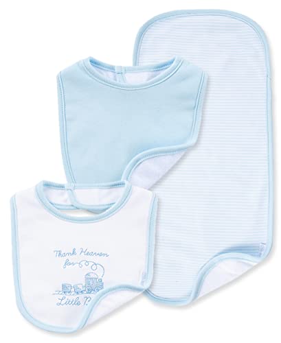 Little Me Baby Boy Newborn Bib and Burp set, Blue/Multi, One Size