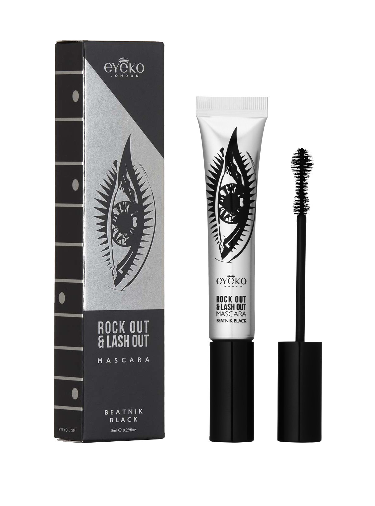 Eyeko Rock Out and Lash Out Thickening Mascara, Intense Black - Buildable Volume, Curl & Length 8ml