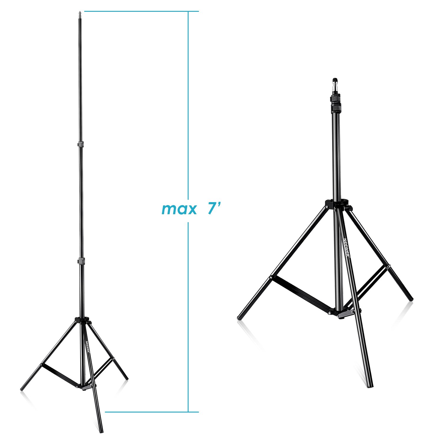 NEEWER Photography Light Stand, 7 Feet / 210cm Aluminum Alloy Photo Studio Tripod Stands for Video, Portrait and Photography Lighting, Reflectors, Soft Boxes, Umbrellas, Backgrounds (2 Pieces)